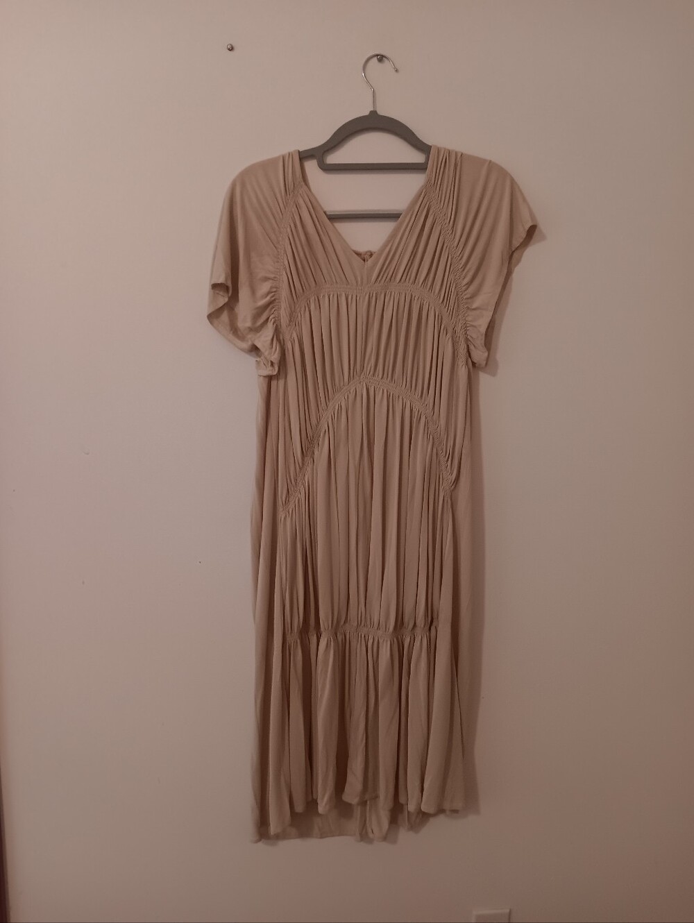POL Beach Sand Dip Dye Flutter Sleeve Dress NWOT Large Coastal Resortwear Summer - Picture 4 of 6